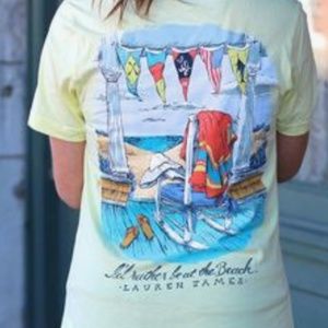 BNWOT Lauren James At The Beach T Size L Yellow